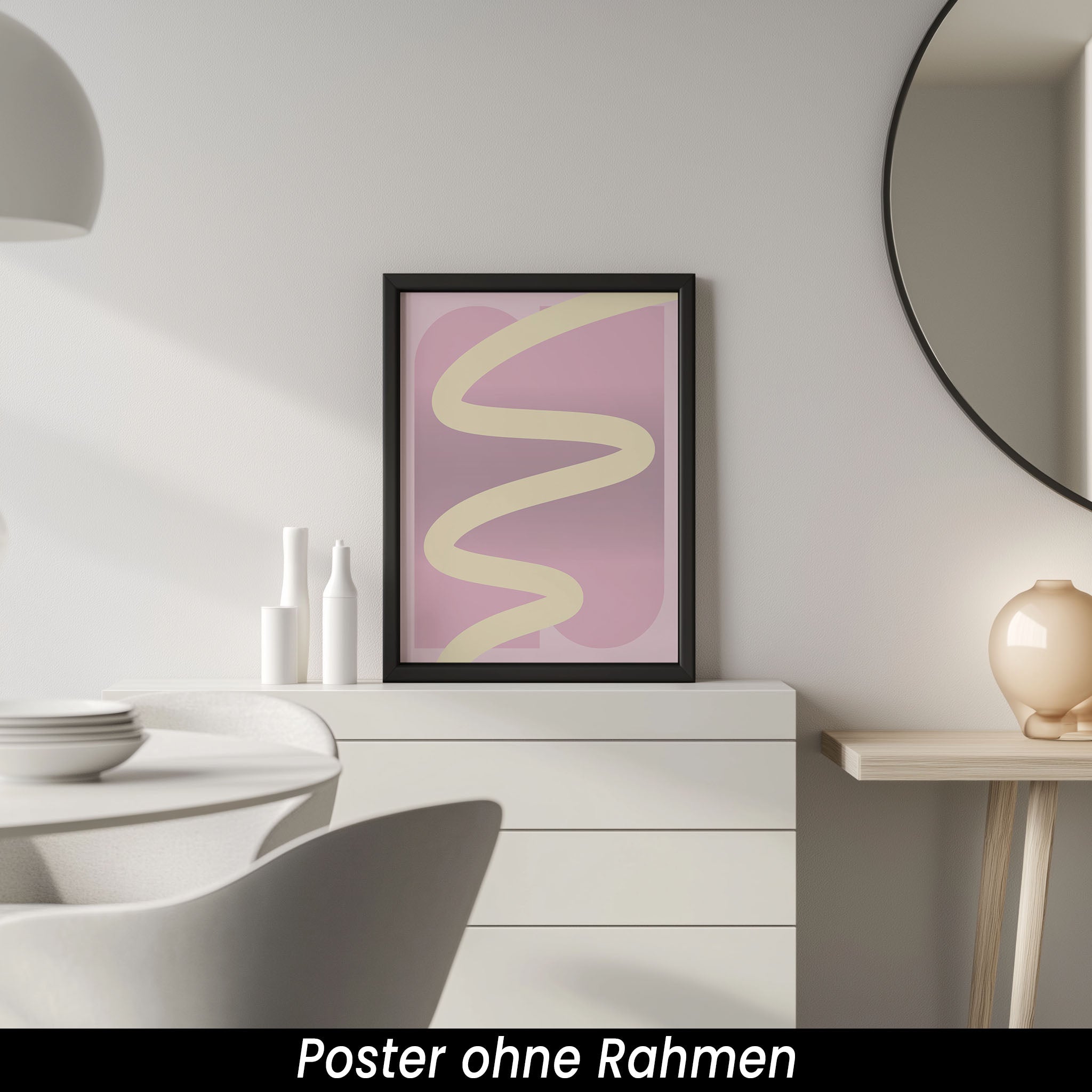 Abstraktes Pastellposter – Minimalistisches Wandbild in Rosa & Creme | Moderne Wanddeko auf halbmattem Papier