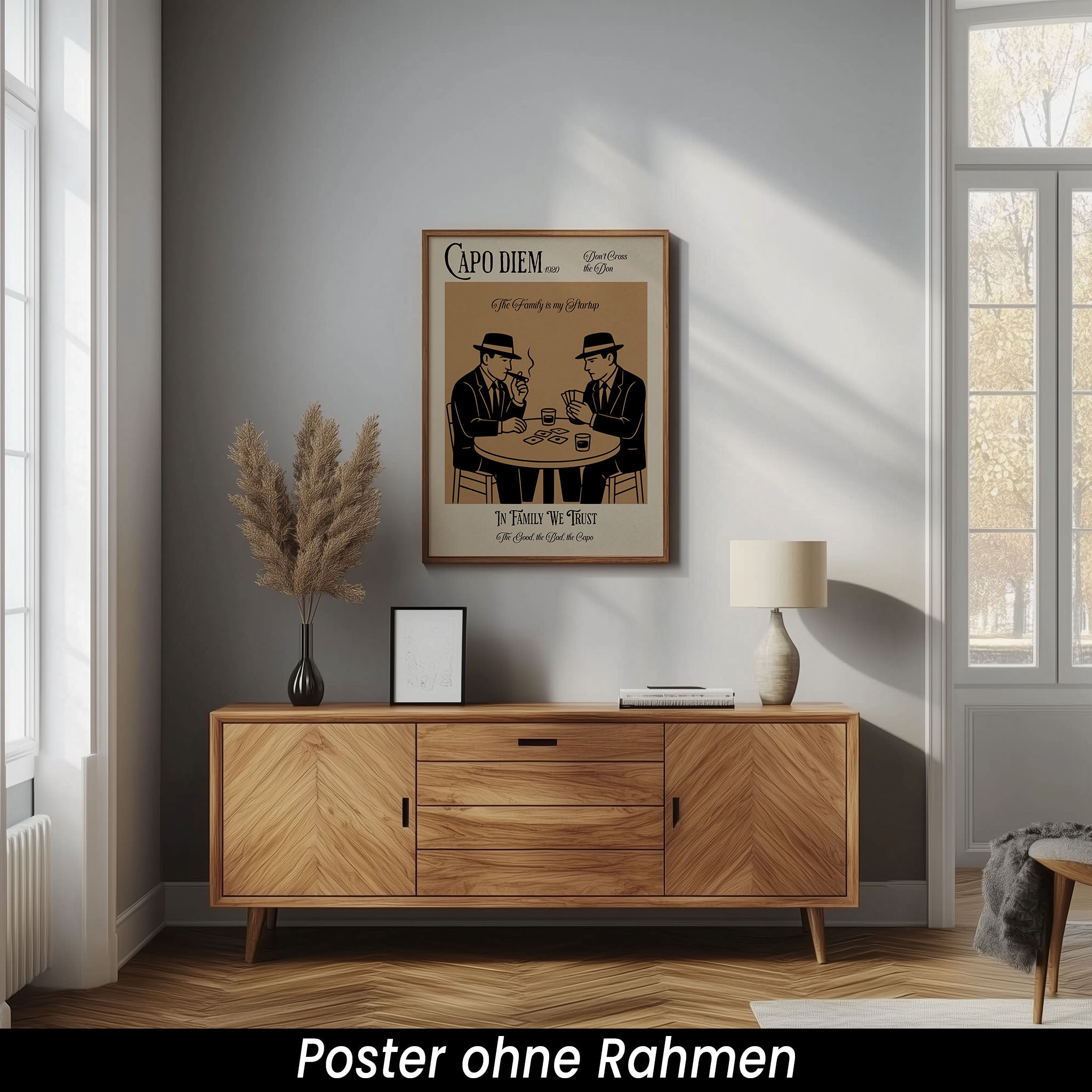 Mafia Poster 1920er Stil - Gangster Wandbild mit Familien Zitate | Vintage Wanddeko auf halbmattem Papier