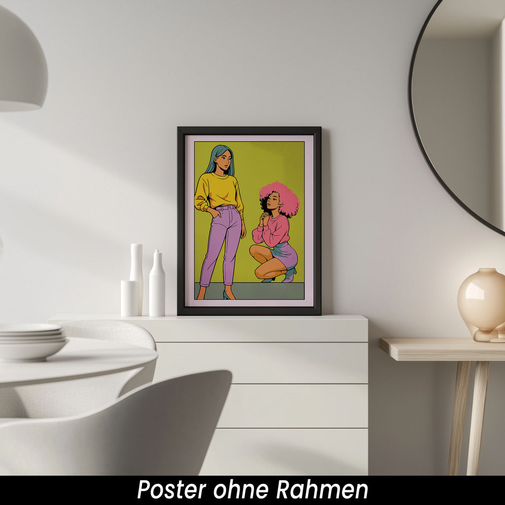 Retro Mode Poster - Pop Art Wanddeko mit kräftigen bunten Farben | Modernes Wandbild auf halbmattem Papier