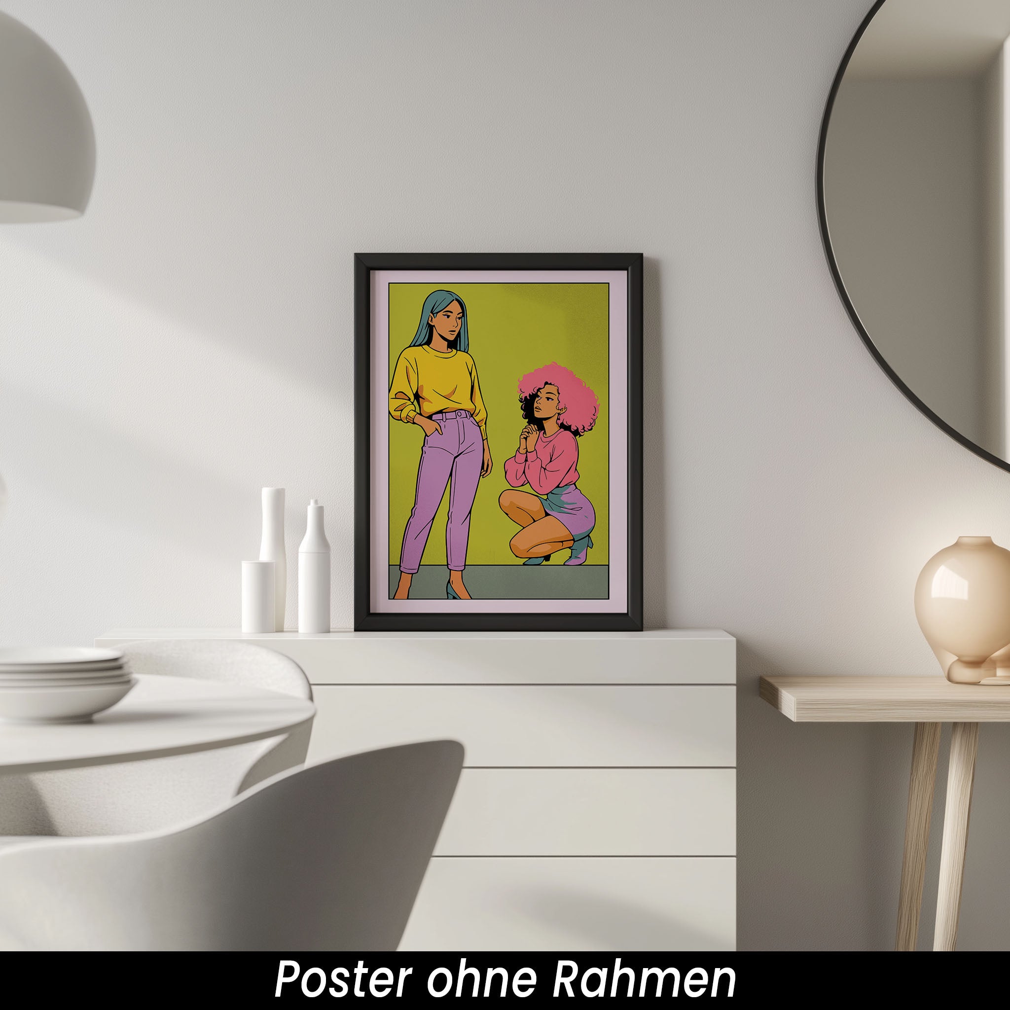 Retro Mode Poster - Pop Art Wanddeko mit kräftigen bunten Farben | Modernes Wandbild auf halbmattem Papier