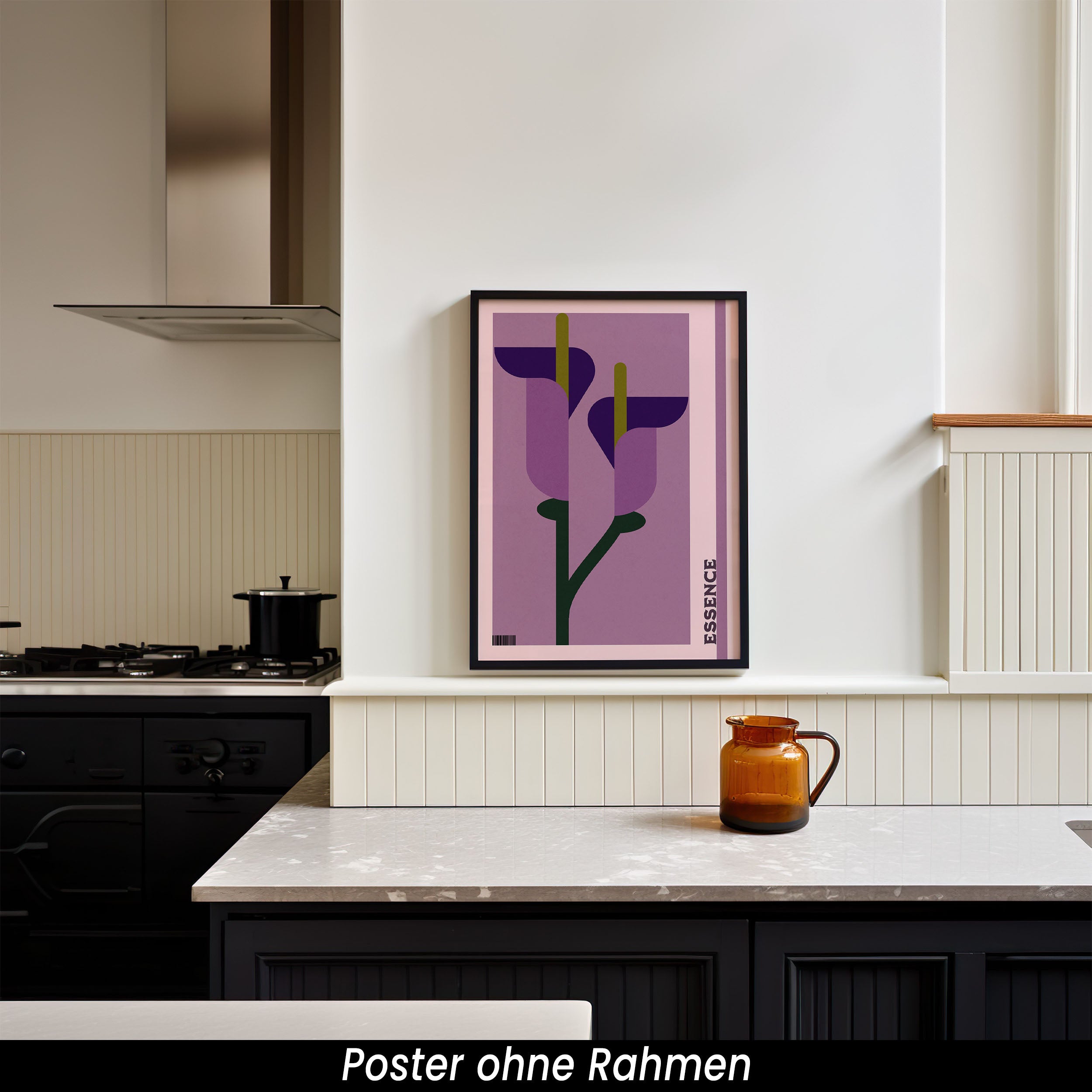 Blumen Poster Modern – Geometrisches Wandbild in Violett | Minimalistische Wanddeko auf halbmattem Papier