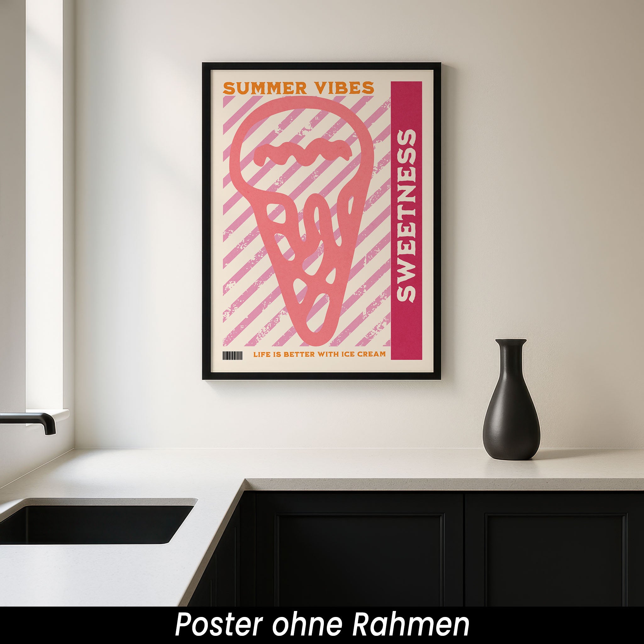 Pop Art Poster – Buntes Retro Wandbild in Rosa & Gelb | Sommer Wanddeko auf halbmattem Papier
