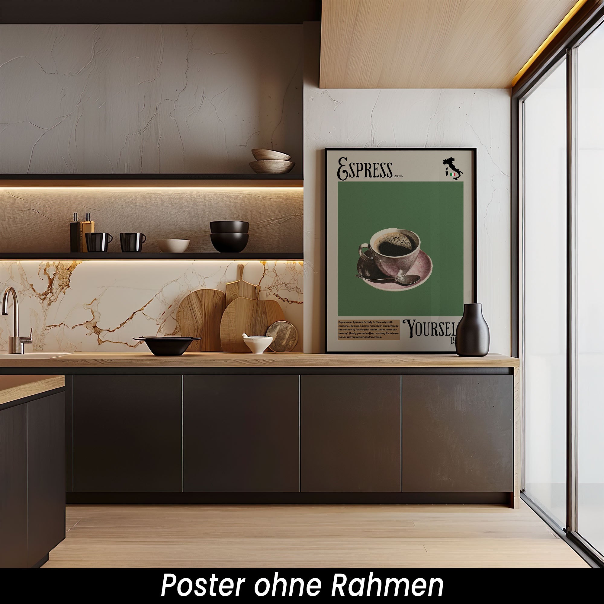 Espresso Poster - Nostalgisches Kaffee Wandbild für die Küche | Vintage Wanddeko auf halbmattem Papier