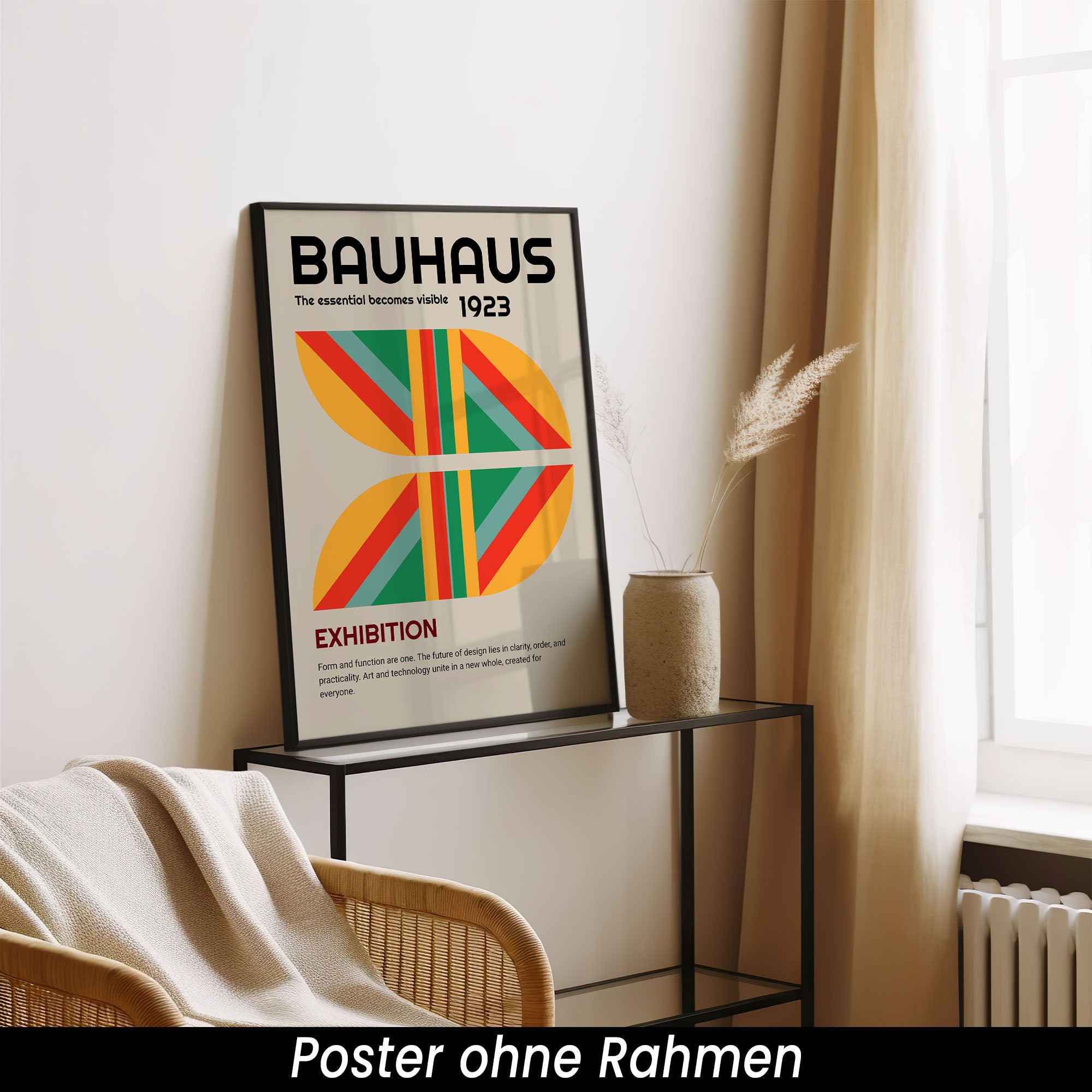 Bauhaus Poster - Geometrisches Wandbild Bunt | Retro Wanddeko auf halbmattem Papier