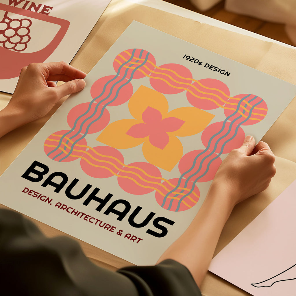 Bauhaus Poster 1920er Design - Geometrische Wandbild | Abstrakte Wanddeko auf halbmattem Papier