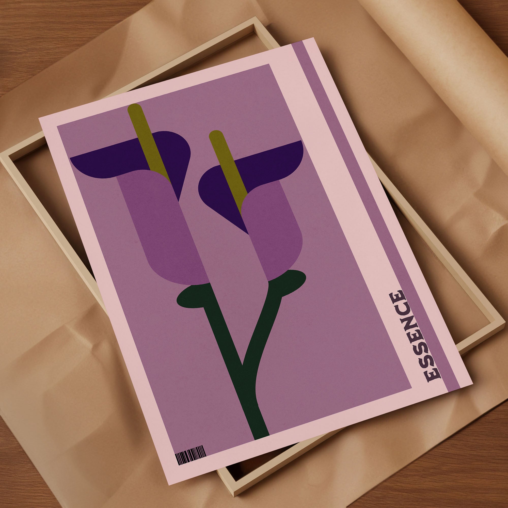 Blumen Poster Modern – Geometrisches Wandbild in Violett | Minimalistische Wanddeko auf halbmattem Papier