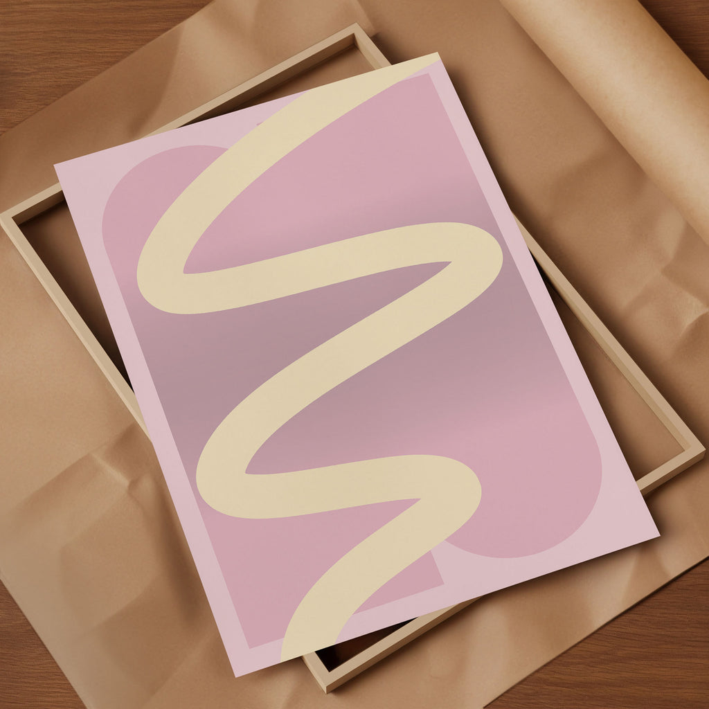 Abstraktes Pastellposter – Minimalistisches Wandbild in Rosa & Creme | Moderne Wanddeko auf halbmattem Papier