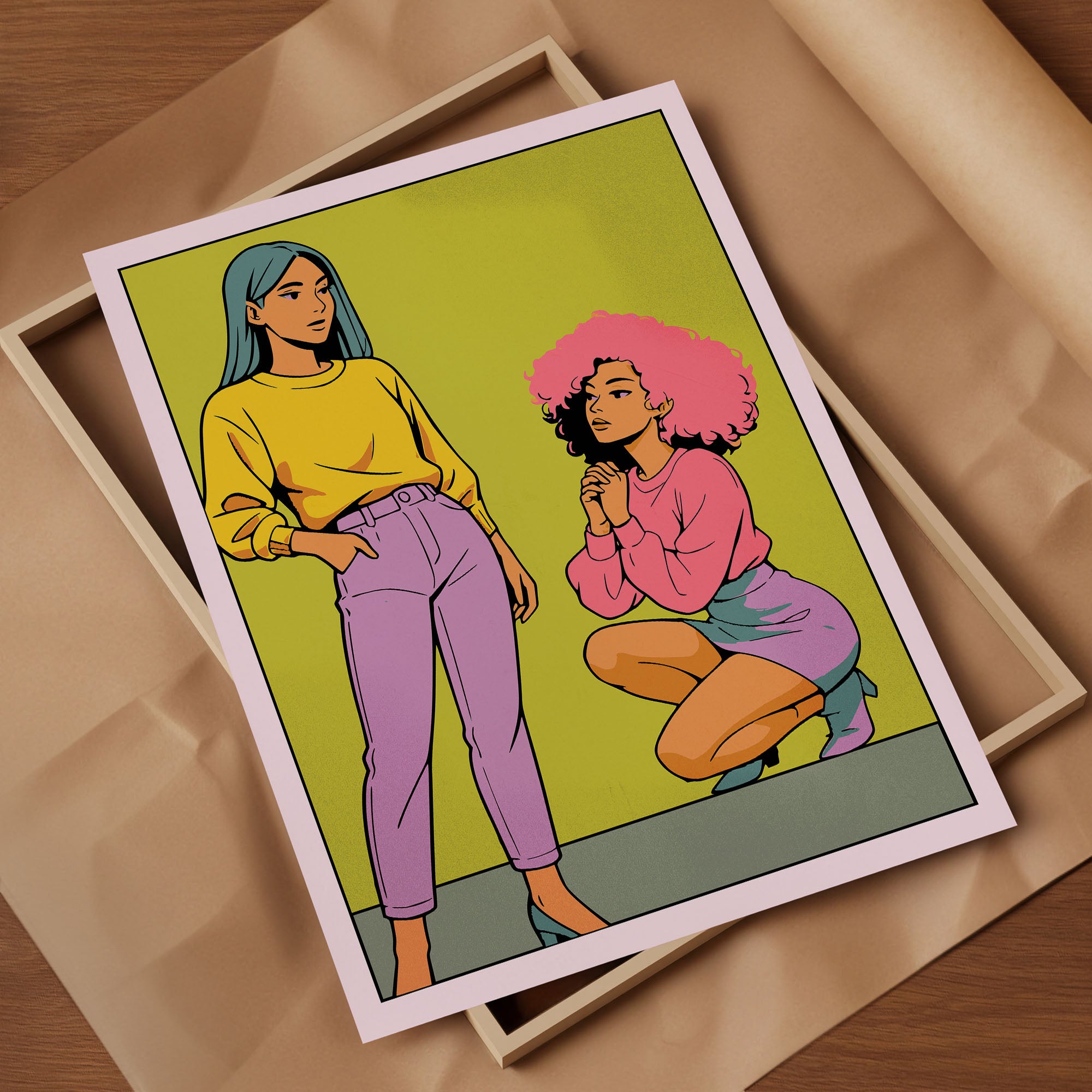 Retro Mode Poster - Pop Art Wanddeko mit kräftigen bunten Farben | Modernes Wandbild auf halbmattem Papier