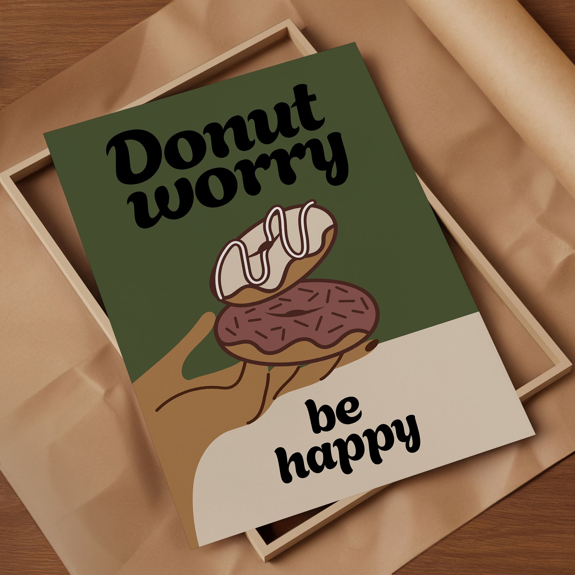 Humorvolles Typografie-Poster - Witziges Wandbild mit Donut Wortspiel | Küchen Deko auf halbmattem Papier