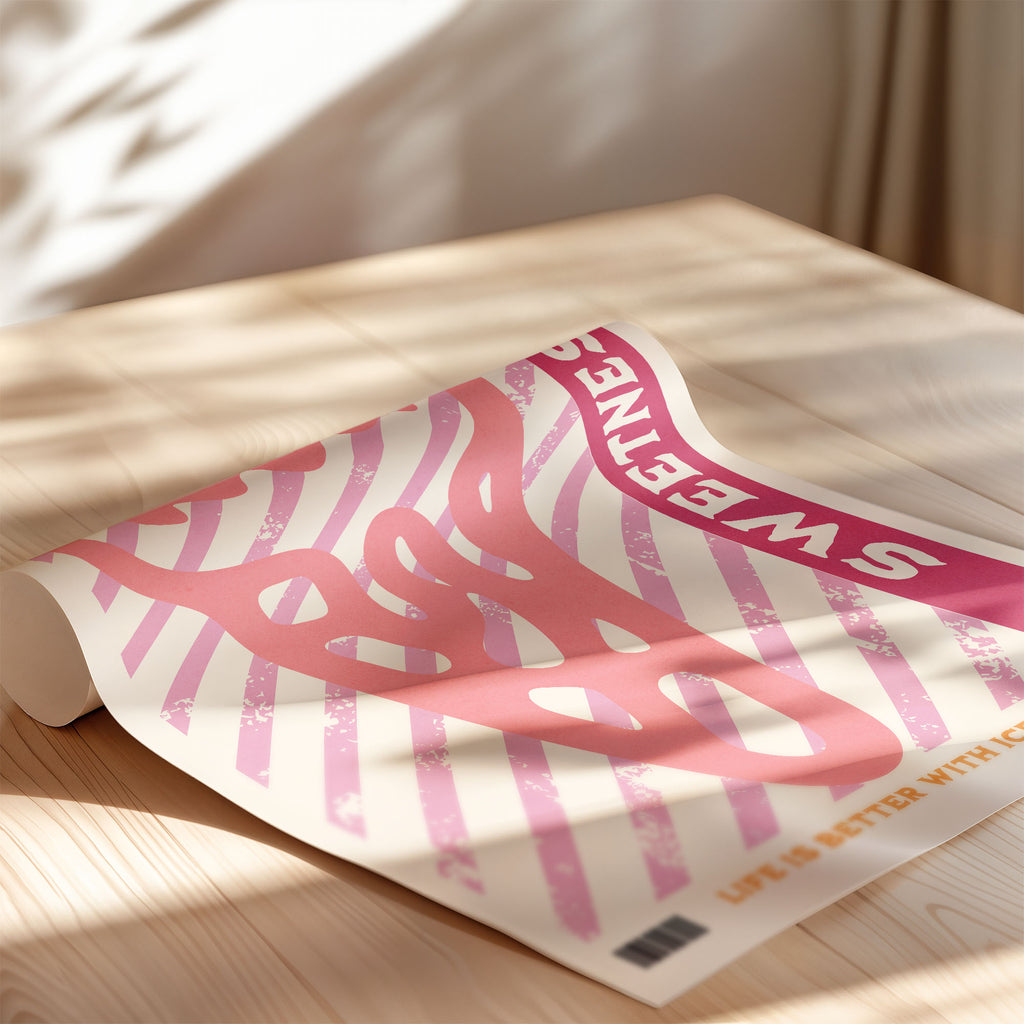Pop Art Poster – Buntes Retro Wandbild in Rosa & Gelb | Sommer Wanddeko auf halbmattem Papier